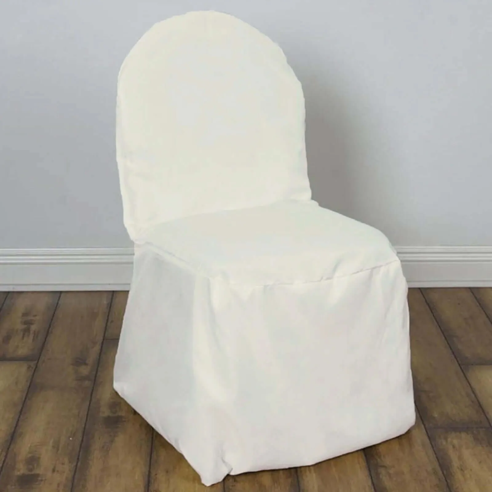 10 Pack Ivory Polyester Banquet Chair Covers, Reusable Stain Resistant Slip On Chair Covers