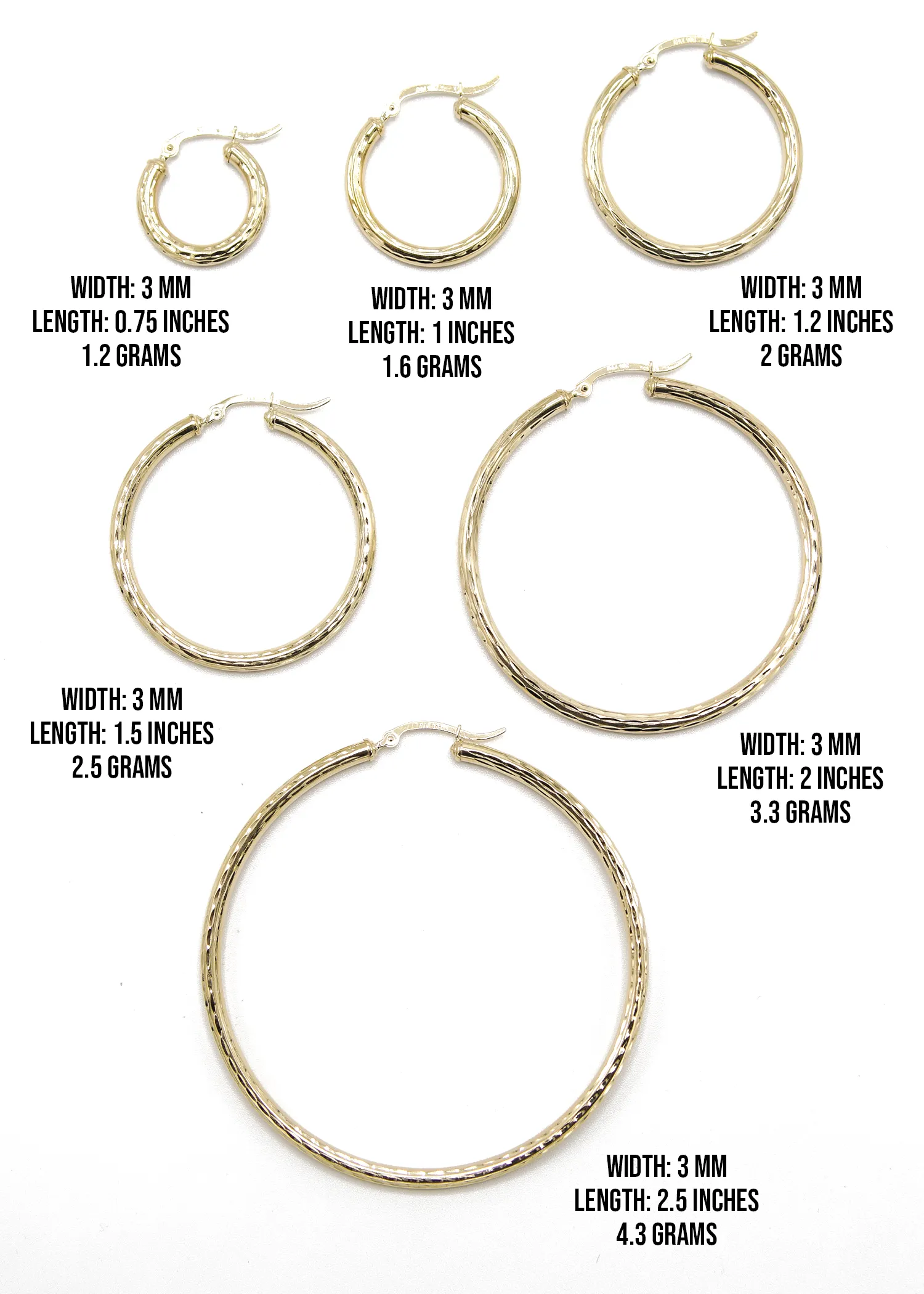 10K Womens Gold Hoop Earrings | Customizable Size