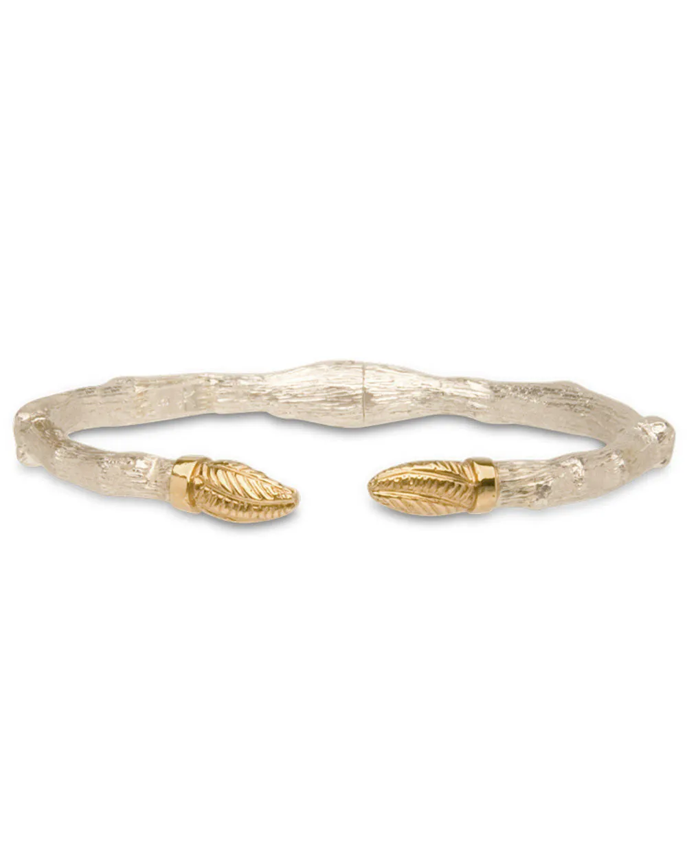 18k Yellow Gold and Sterling Silver Bud Twig Bracelet