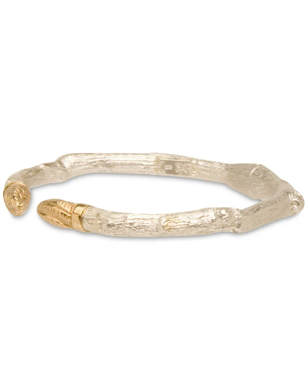 18k Yellow Gold and Sterling Silver Bud Twig Bracelet