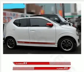 2PCS Turbo RS Side Skirt Stripes Car Styling Door Decor Stickers Auto Customized Body Decal Racing SportFor Suzuki ALTO