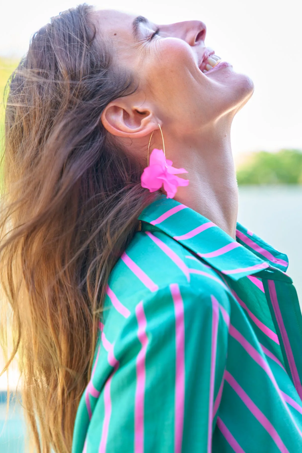 AC Air Bloom Drop Earrings Bright Pink