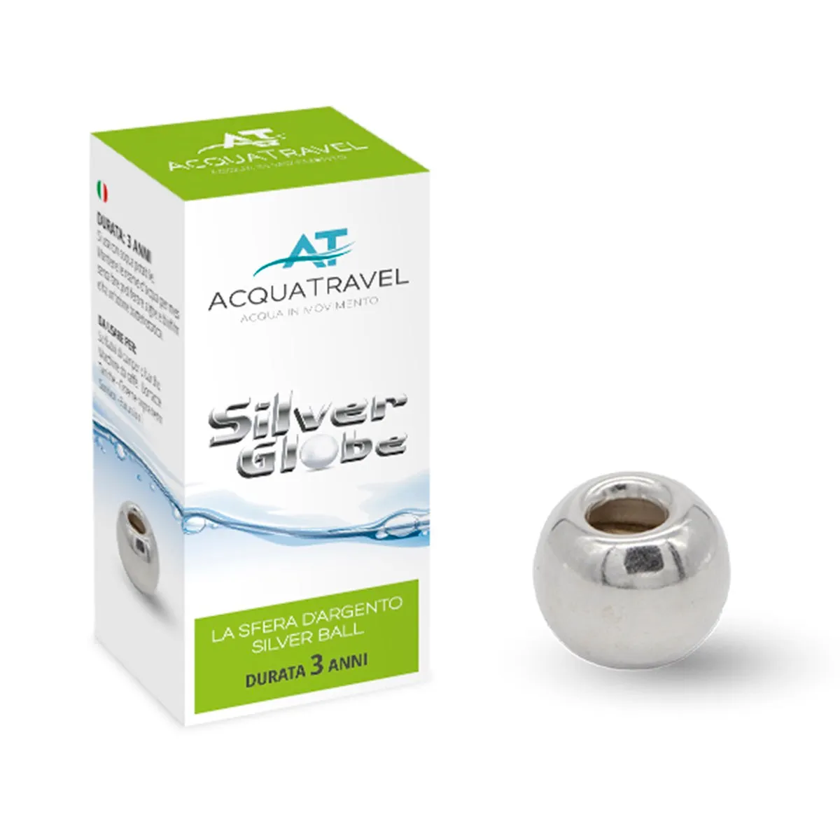 Acquatravel Silver Globe LA Sfera d'argento Mantenitore batteriostatico per serbatoi acque chiare