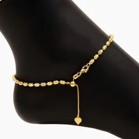 Adjustable Moon Cut Bead Anklet (Gold)