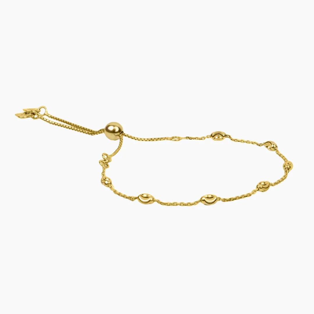 Adjustable Moon Cut Stazione Friendship Bracelet (Gold)