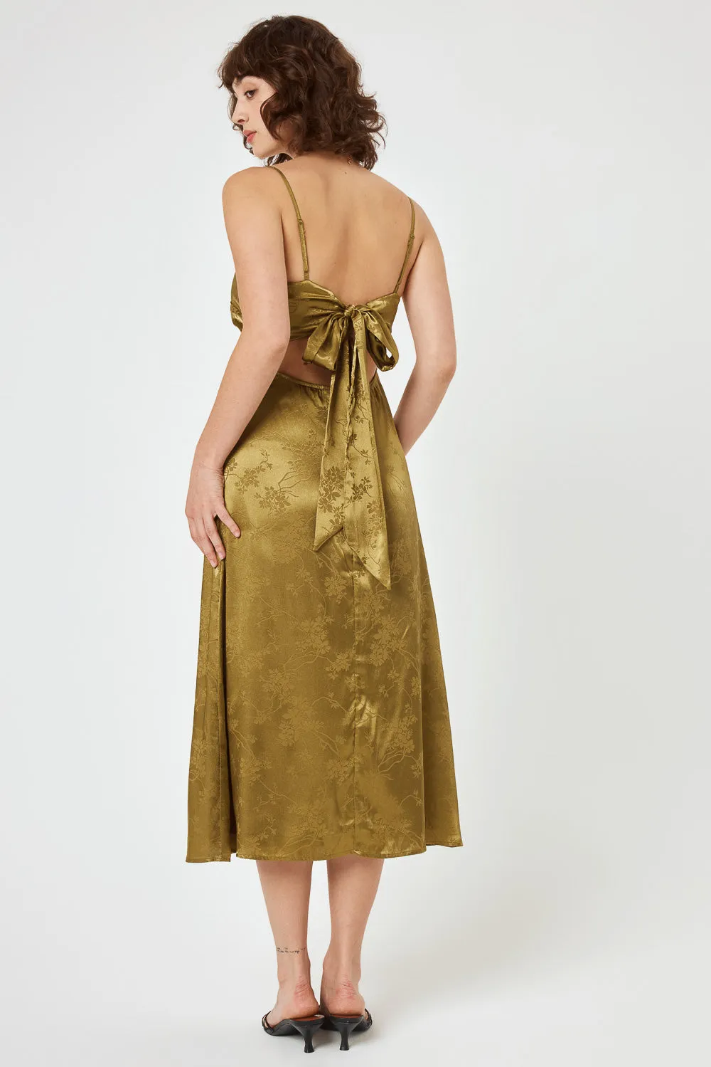 Amber Satin Jacquard Midi Cami Dress