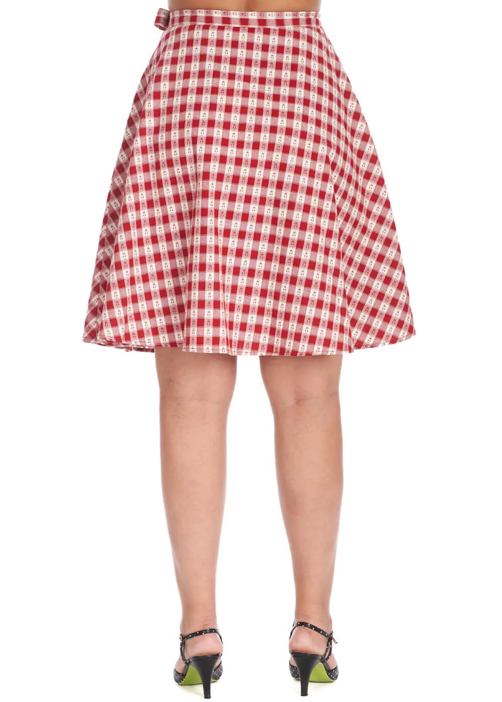 Banned Cherry Check 50's Skirt Red