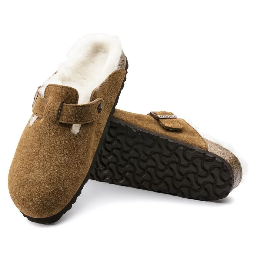 BIRKENSTOCK | SANDALIAS MUJER | BOSTON SHEARLING SUEDE LEATHER/FUR MINK | NEGRO