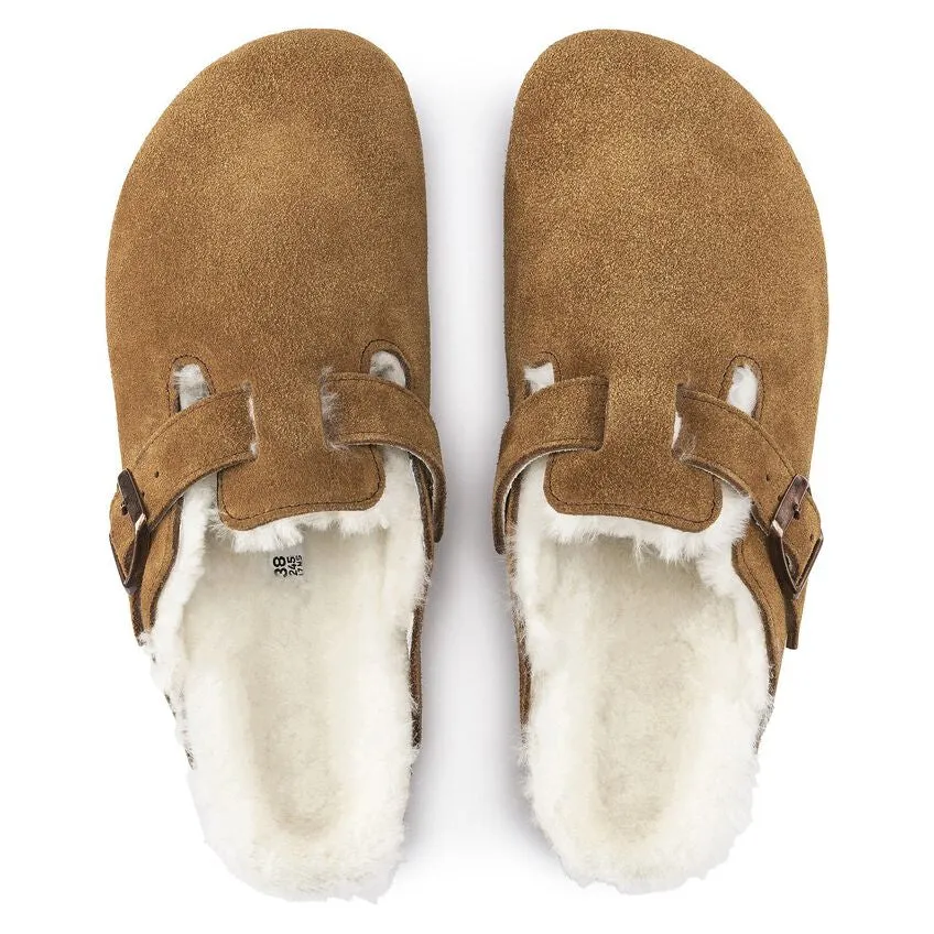 BIRKENSTOCK | SANDALIAS MUJER | BOSTON SHEARLING SUEDE LEATHER/FUR MINK | NEGRO