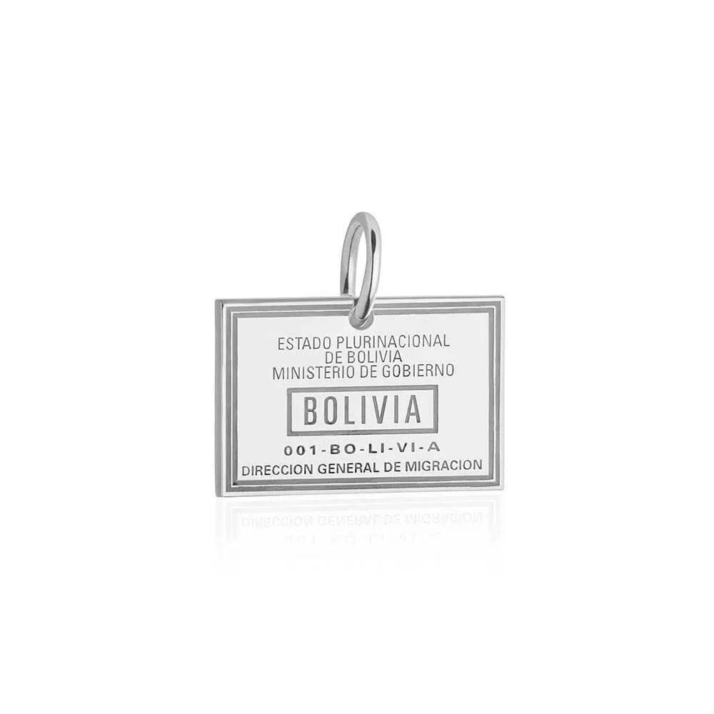 Bolivia Passport Stamp Charm Silver