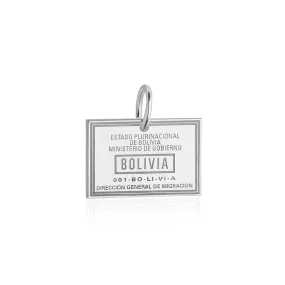 Bolivia Passport Stamp Charm Silver