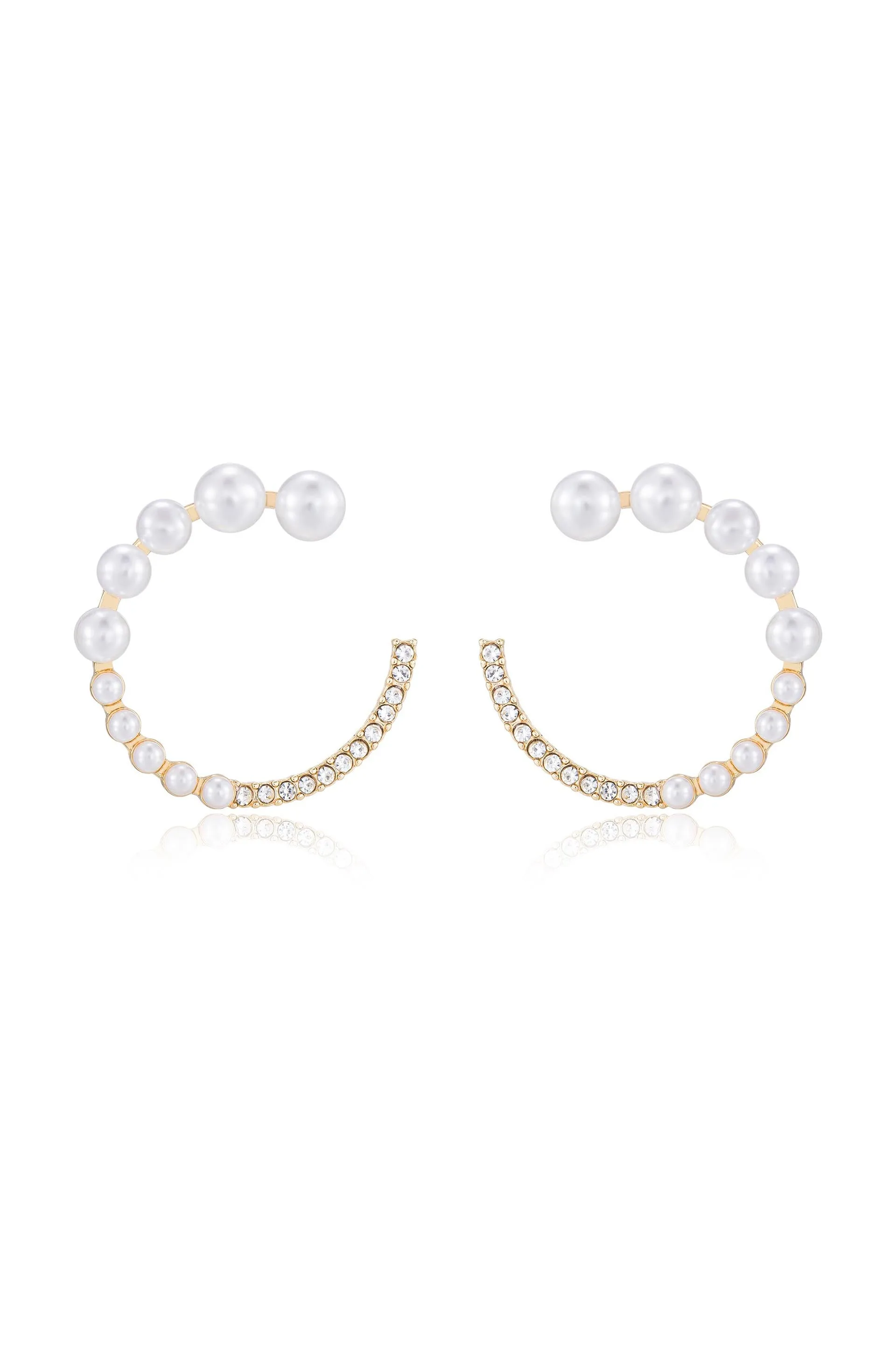 Chic Pearl And Crystal Open Circle Earrings