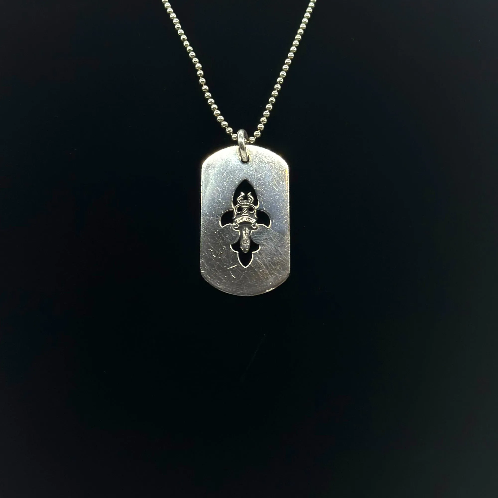 CHROME HEARTS Sterling Silver Fleur de Lis Dog Tag