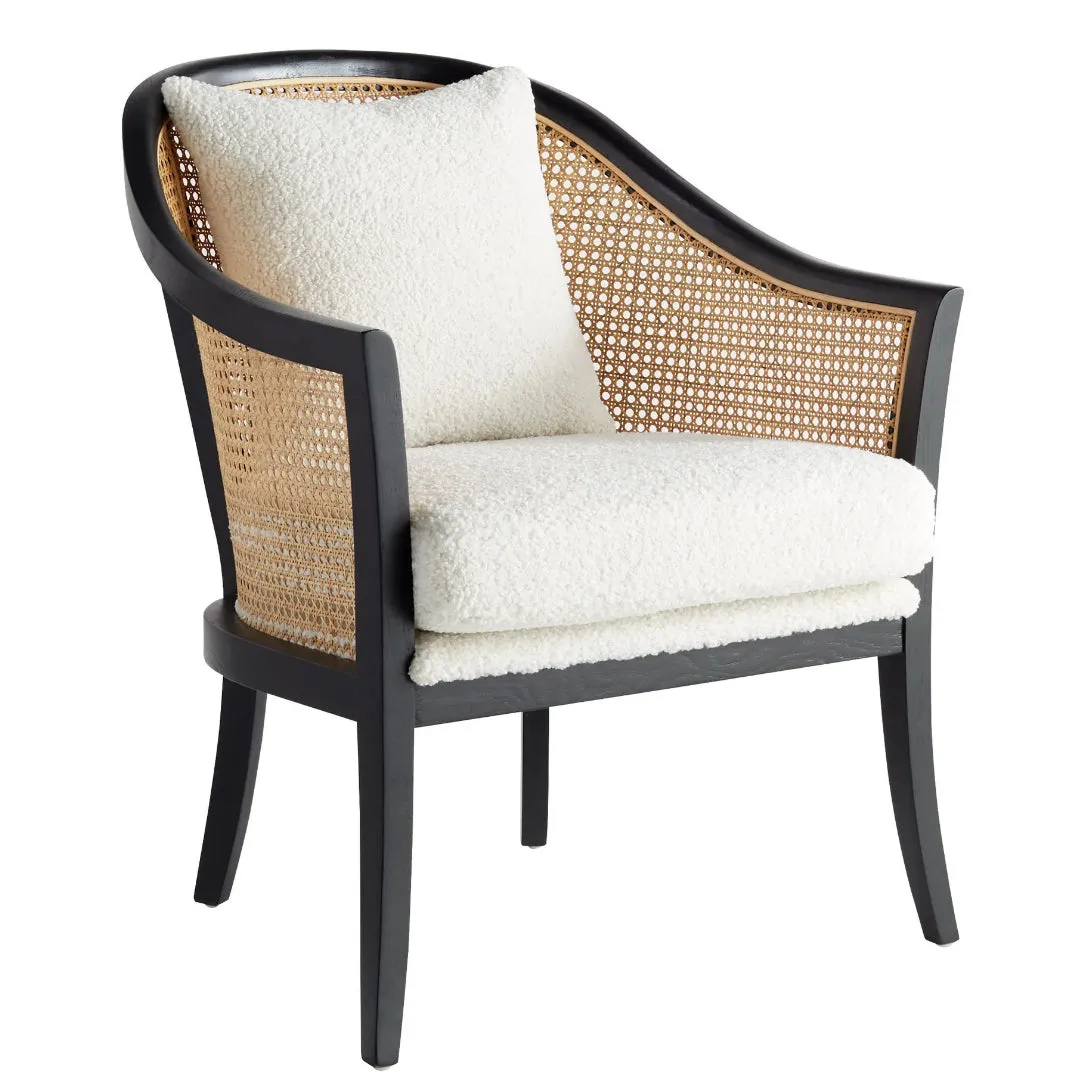 Curved Cane Boucle Armchair