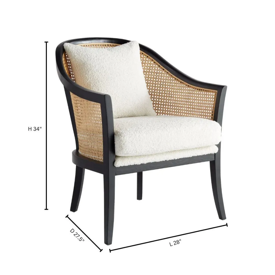 Curved Cane Boucle Armchair