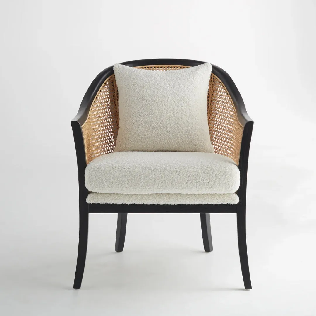 Curved Cane Boucle Armchair