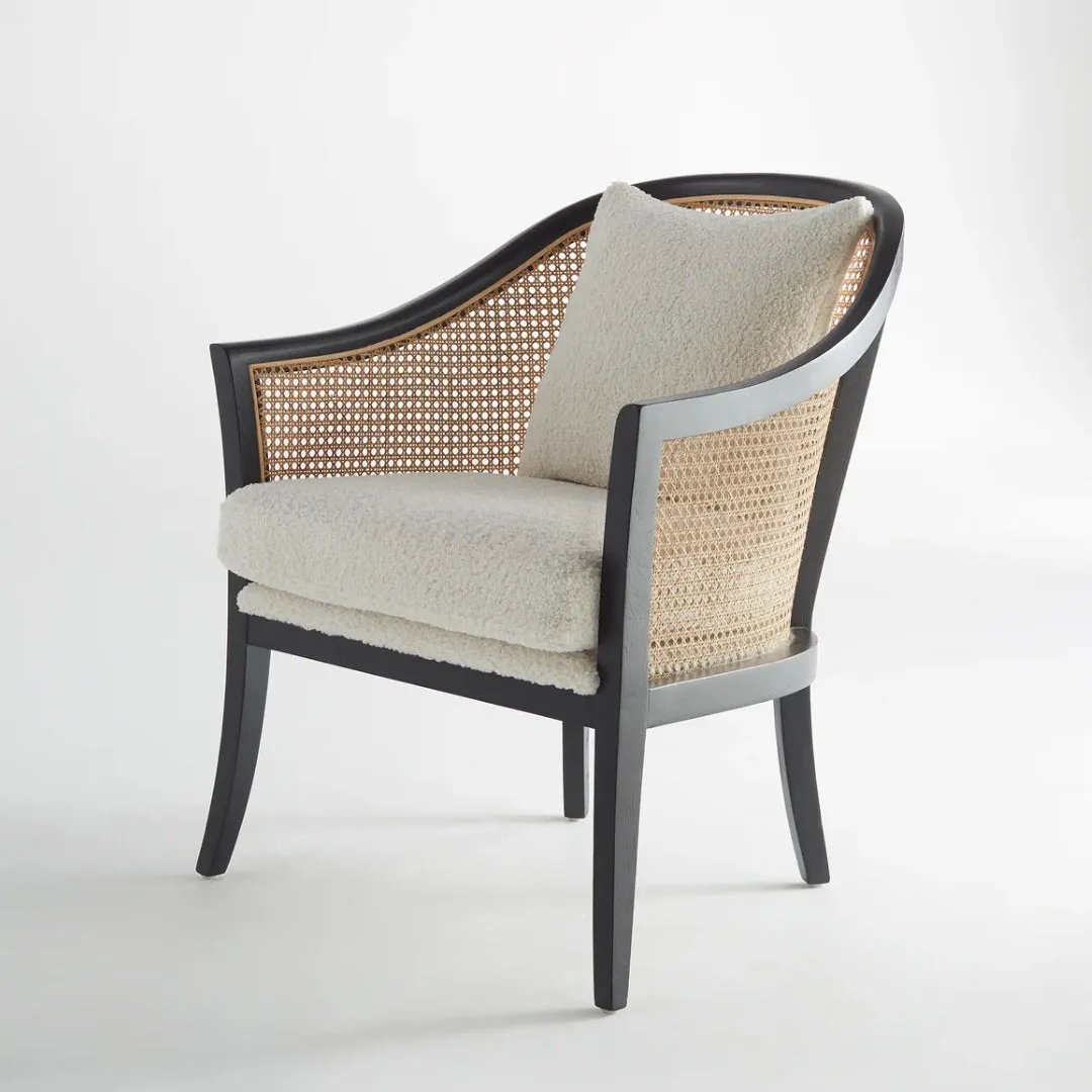 Curved Cane Boucle Armchair