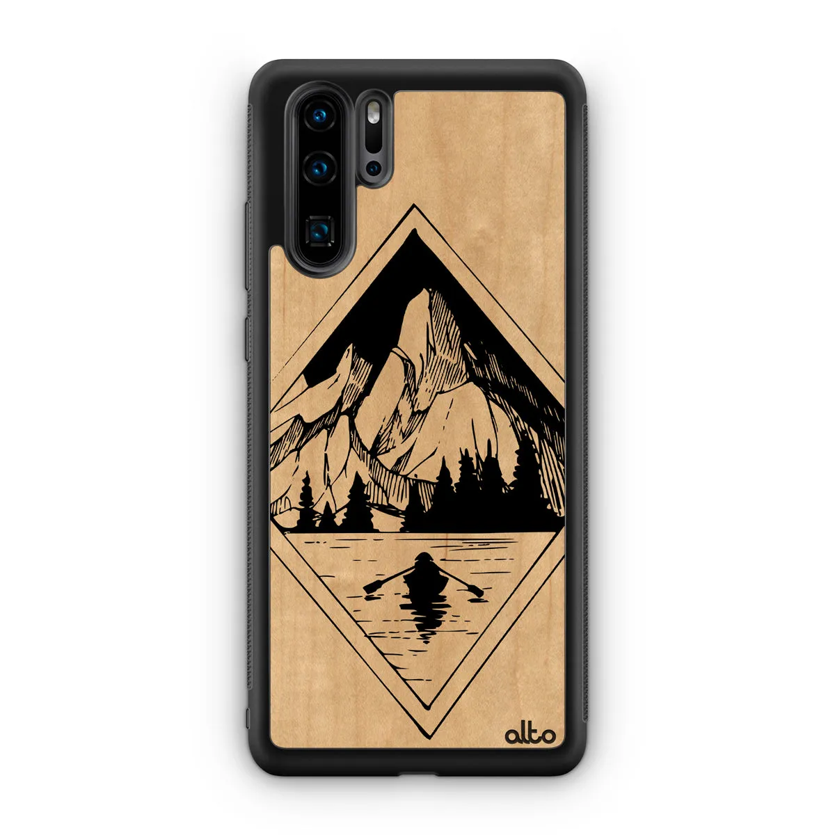 Huawei P40, P30 Pro, P30 Lite Wooden Case - Retreat Design | Maple Wood | Lightweight, Hand Crafted, Carved Phone Case