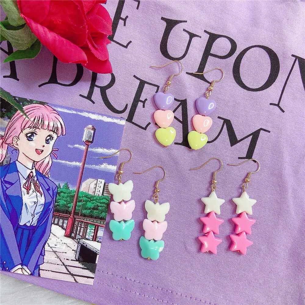 INS CUTE ''HEART & STAR & BUTTERFLY'' EARRINGS BY07238