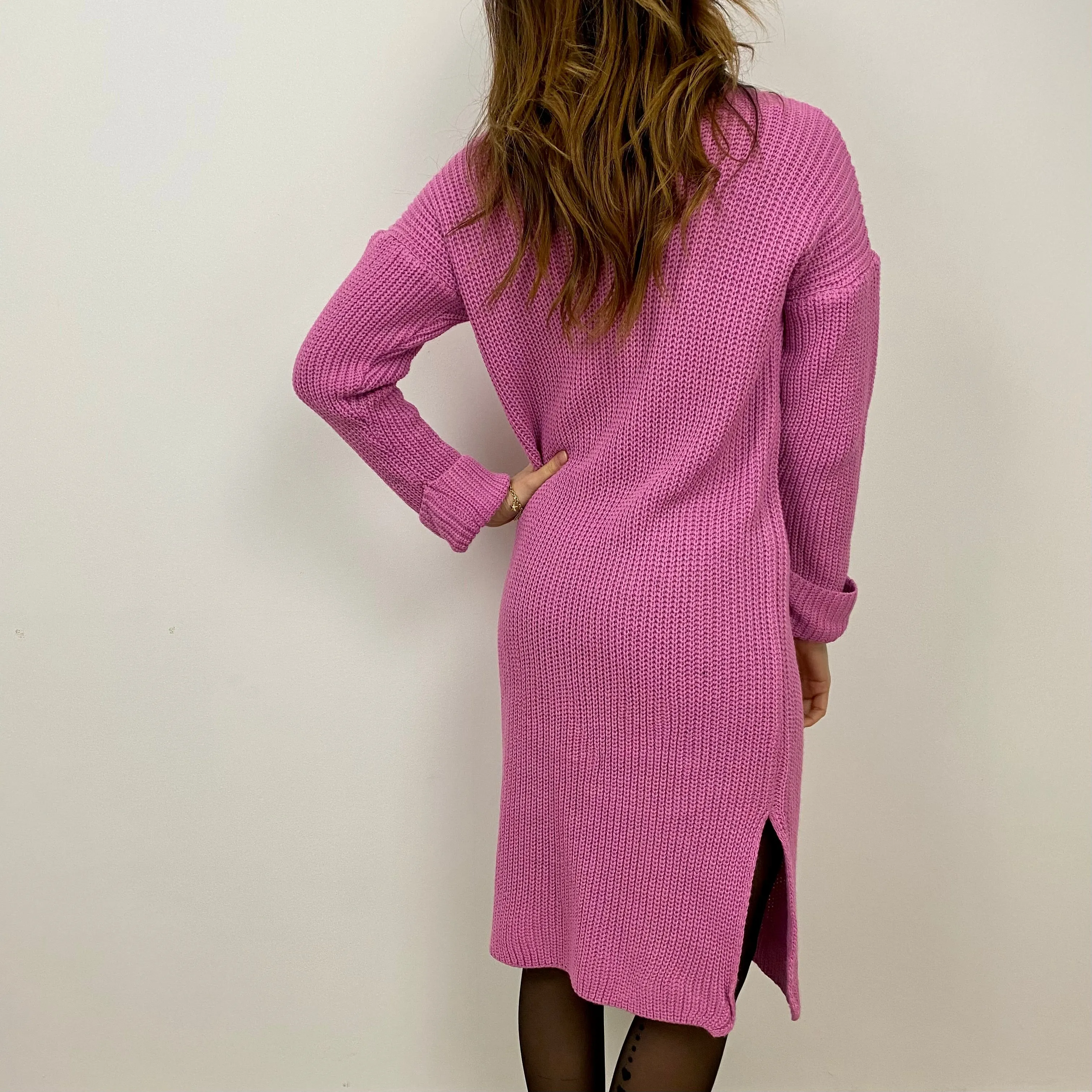 Maxi Pull Midi con spacchi rosa bubble Penelope Milano