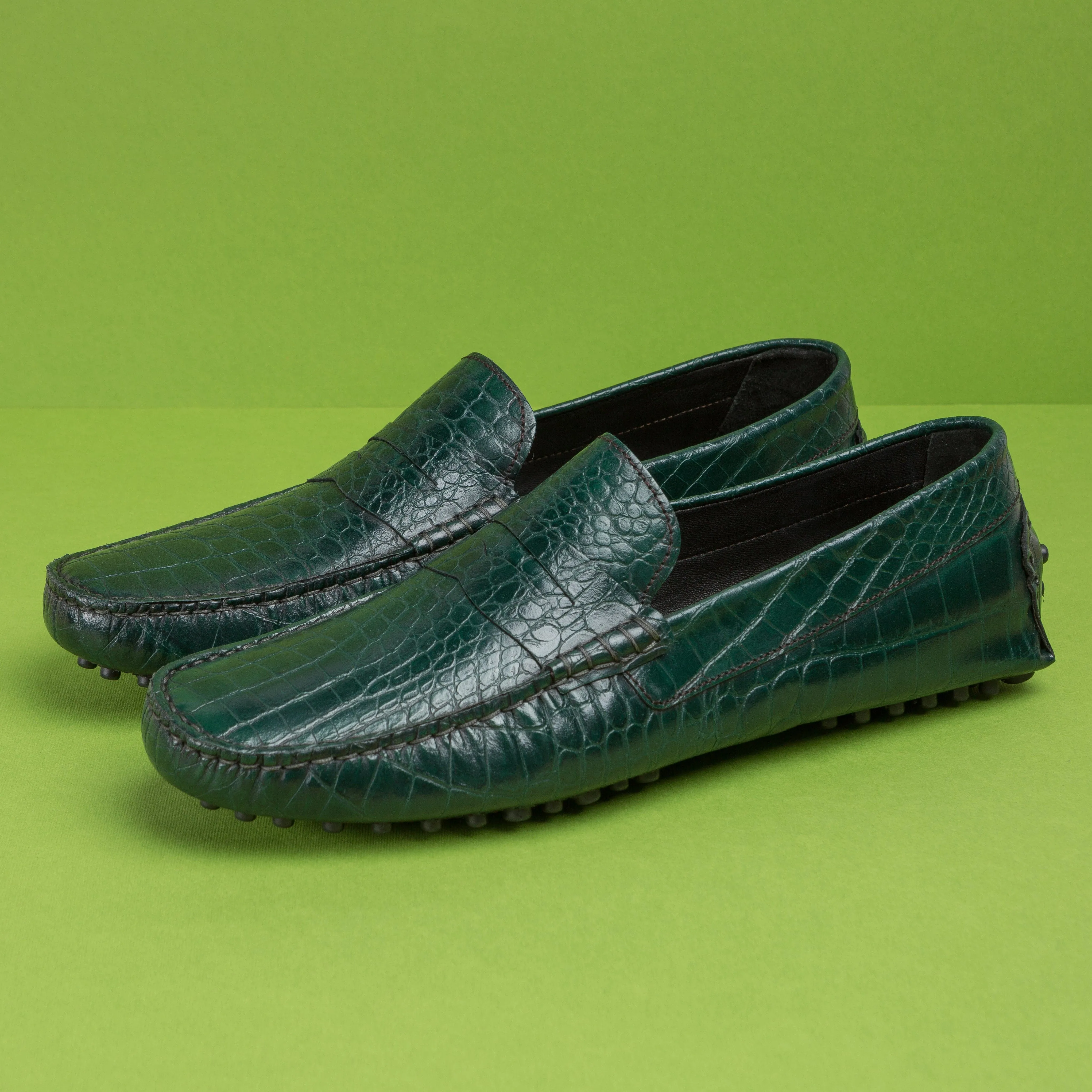 Mocassin en cuir vert