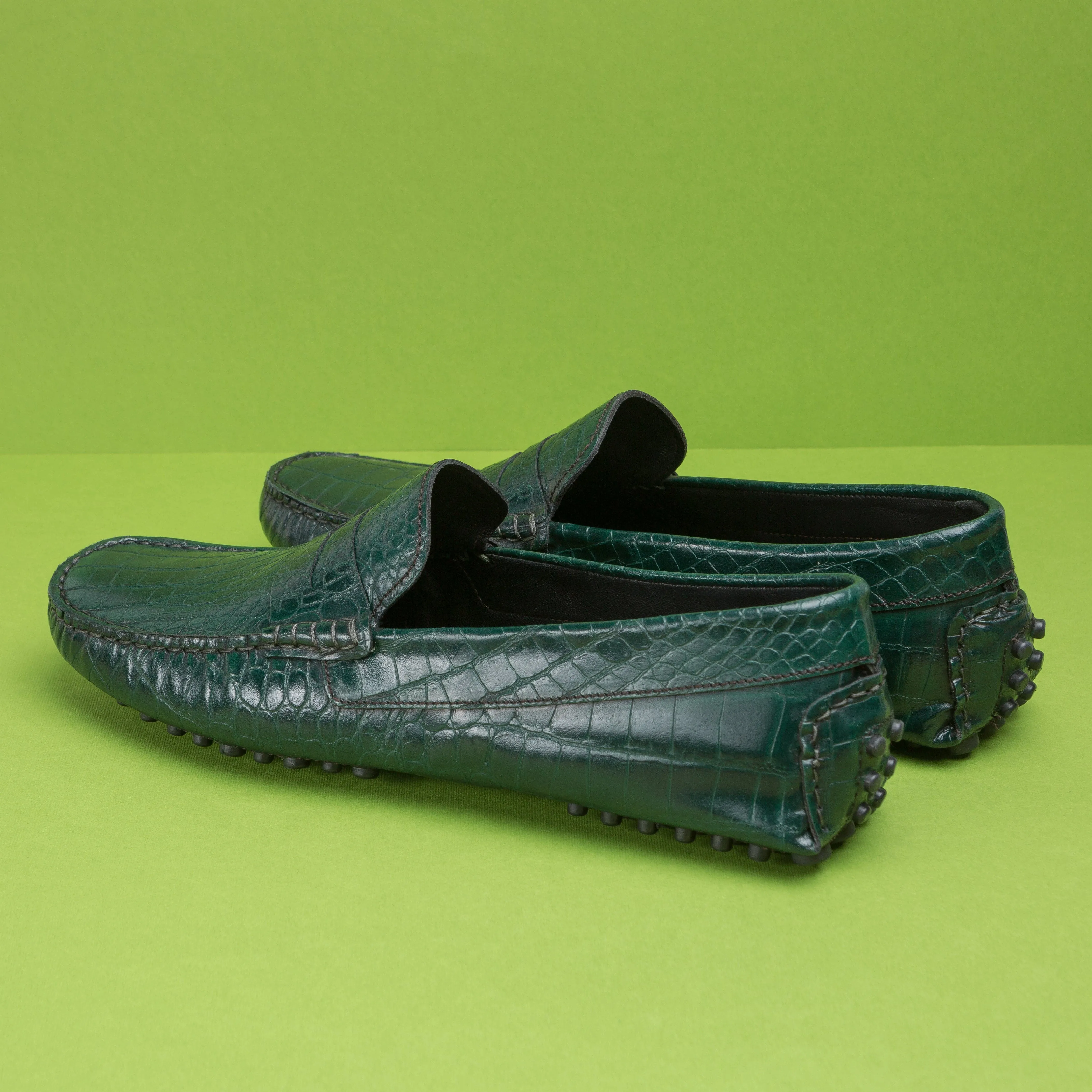 Mocassin en cuir vert