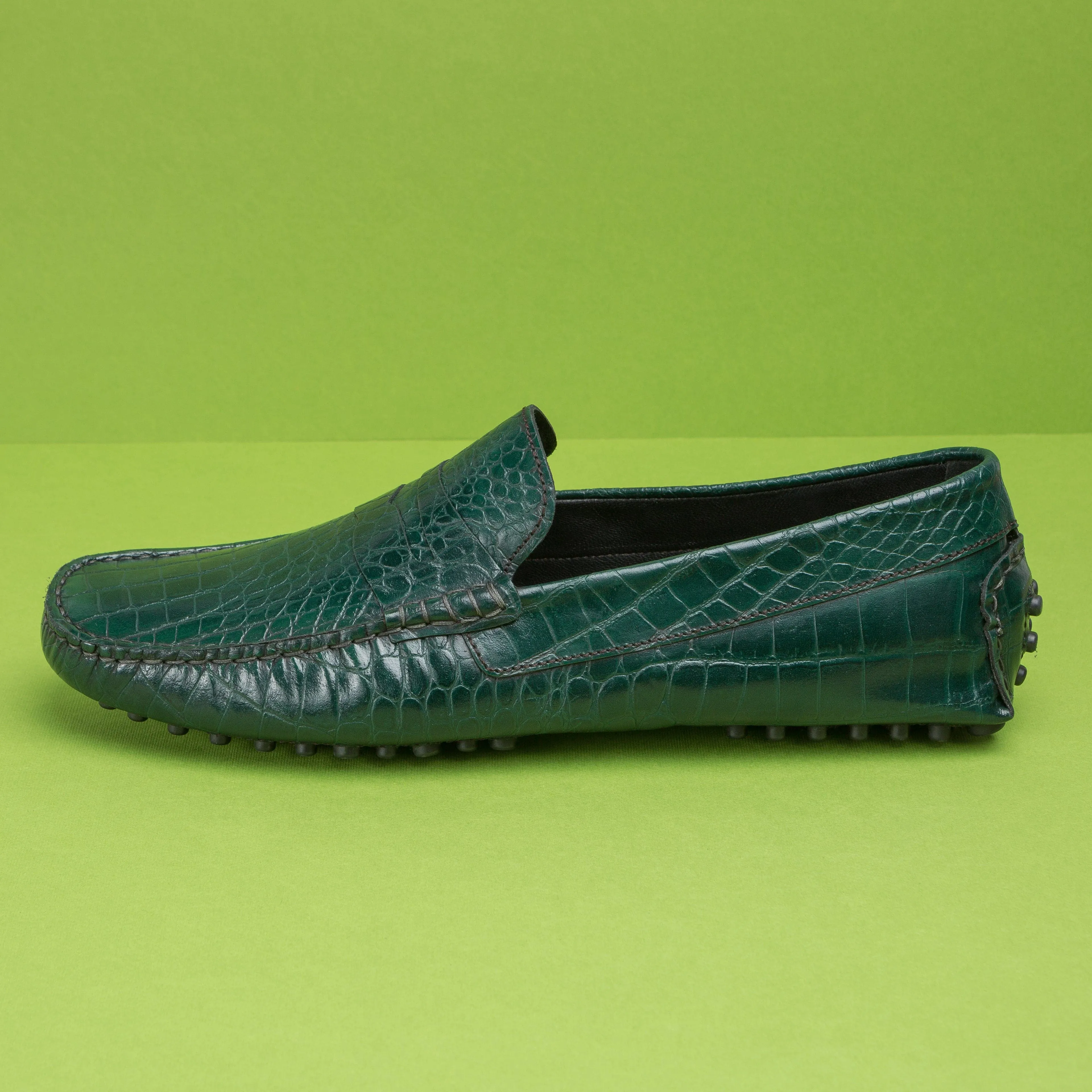 Mocassin en cuir vert