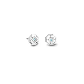 Parquet Stud Earrings Silver - Blue Topaz