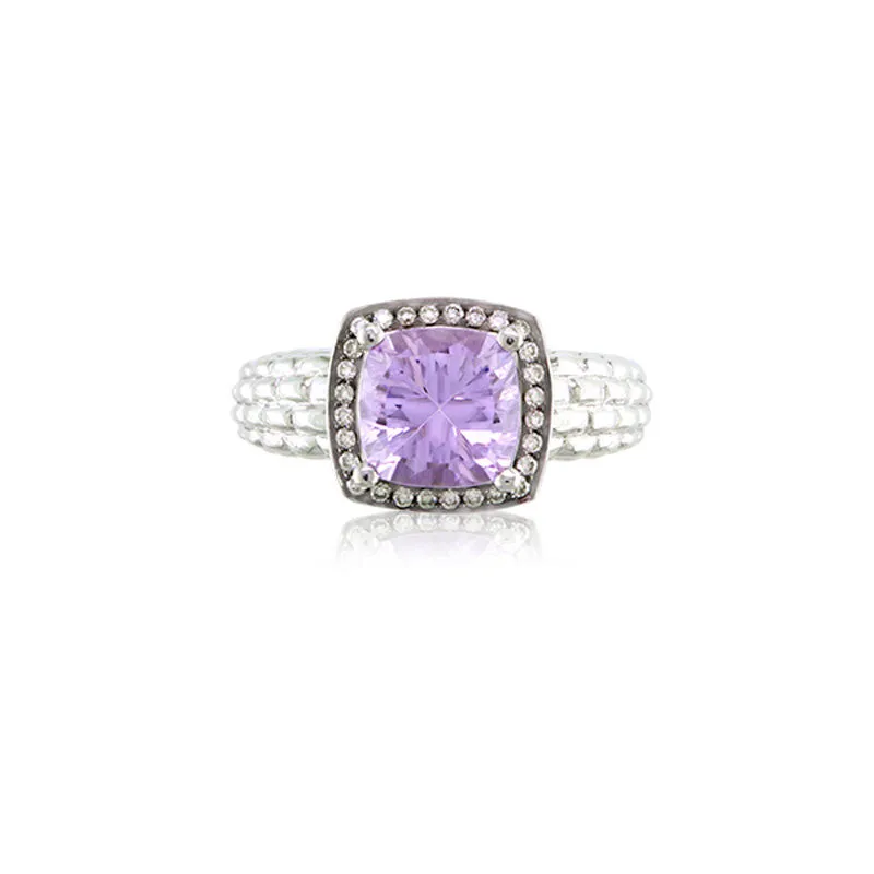 Pietra Collection Petite Rose de France and Diamond Ring