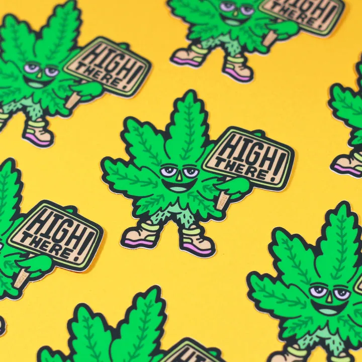 "High There!" Cannabis Vinyl Sticker (Turtle's Soup)