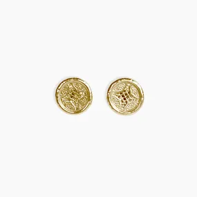 Rosette Medallion Studs 14K Solid Gold