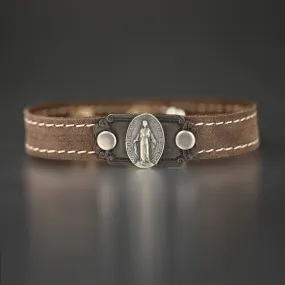 Stacker Cuff w/ Vintage Mary  (Cowboy Brown Leather)