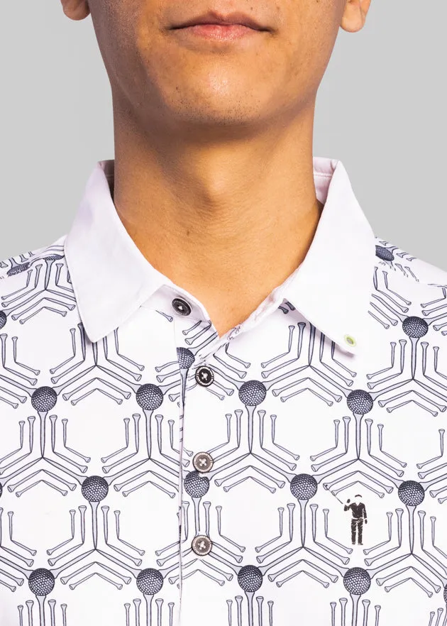 Tee Tiles Men's Polo | White