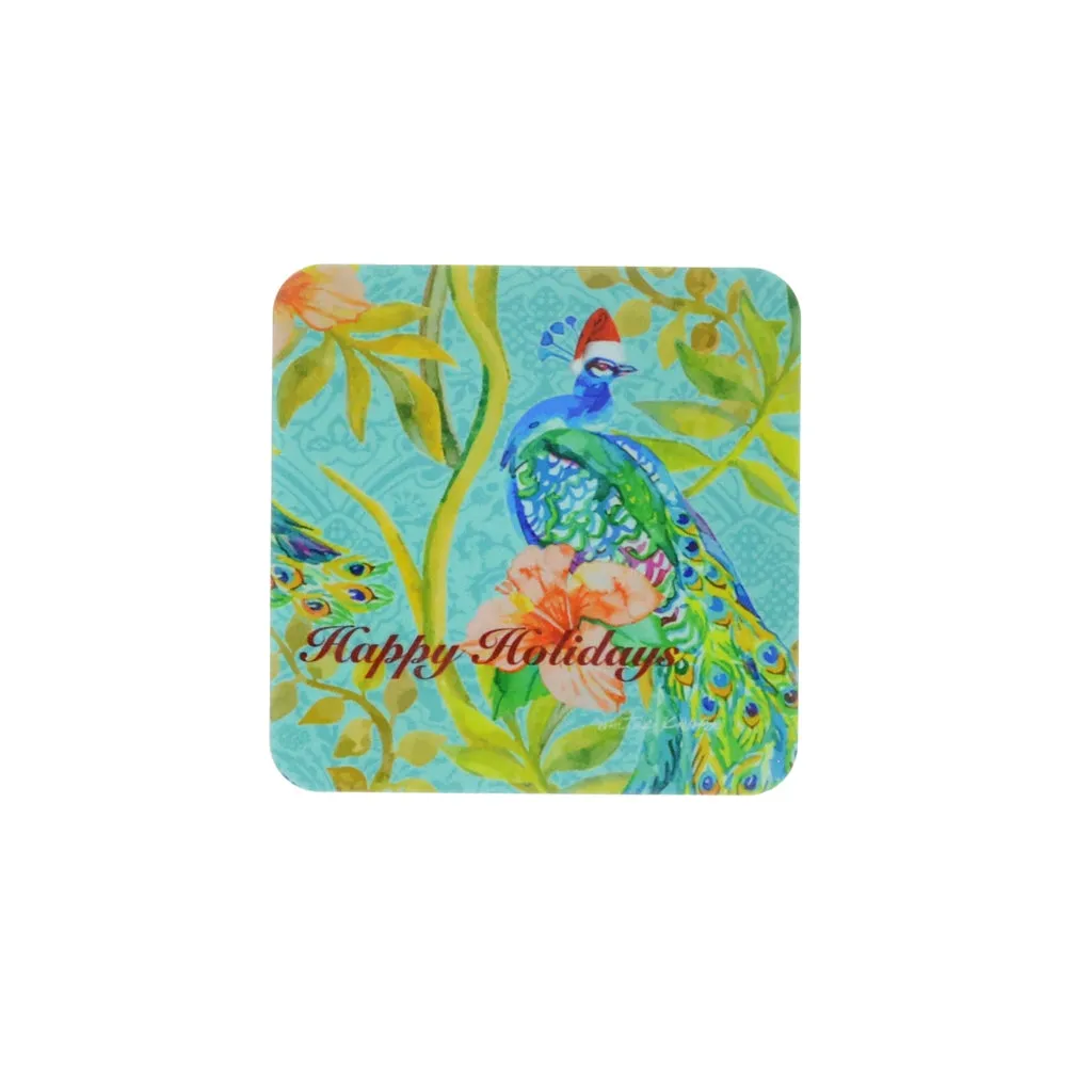 Walter Knabe Coaster Set Holiday Peacock