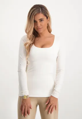 XOXO Yv. - Luxury Sculpting Longsleeve Top in Off White